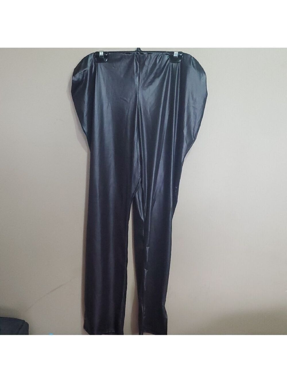 Nasty Gal Plus Wet Look Split Hem Black Pants Size US 20